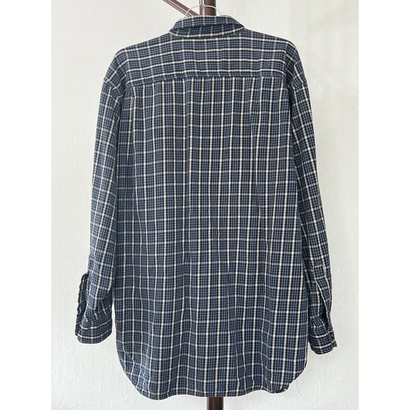 G.H. Bass & Co Men Large Yellow/Blue Plaid Long Sleeve Button Down Flannel Shirt - Picture 2 of 9